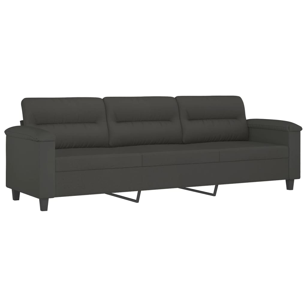 vidaXL 3-delige Loungeset met kussens microvezelstof donkergrijs