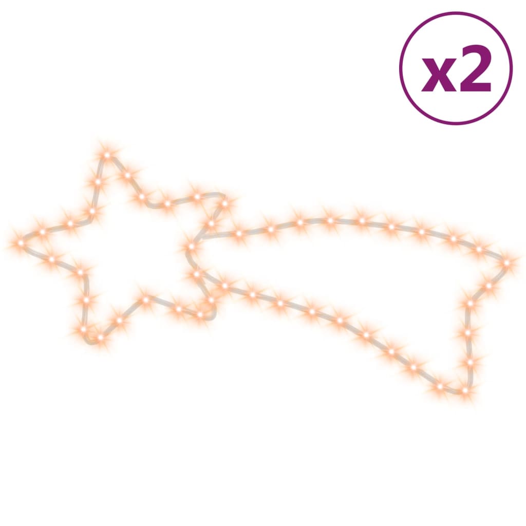 vidaXL Kerstfiguren sterren met 48 LED's 2 st 65x28 cm warmwit