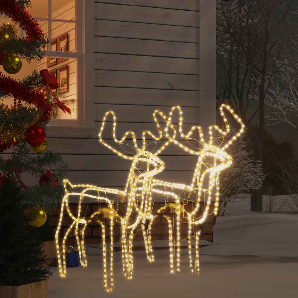 vidaXL Kerstfiguur rendier met bewegende kop 2 st warmwit