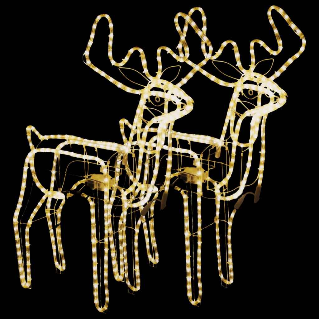 vidaXL Kerstfiguur rendier met bewegende kop 2 st warmwit