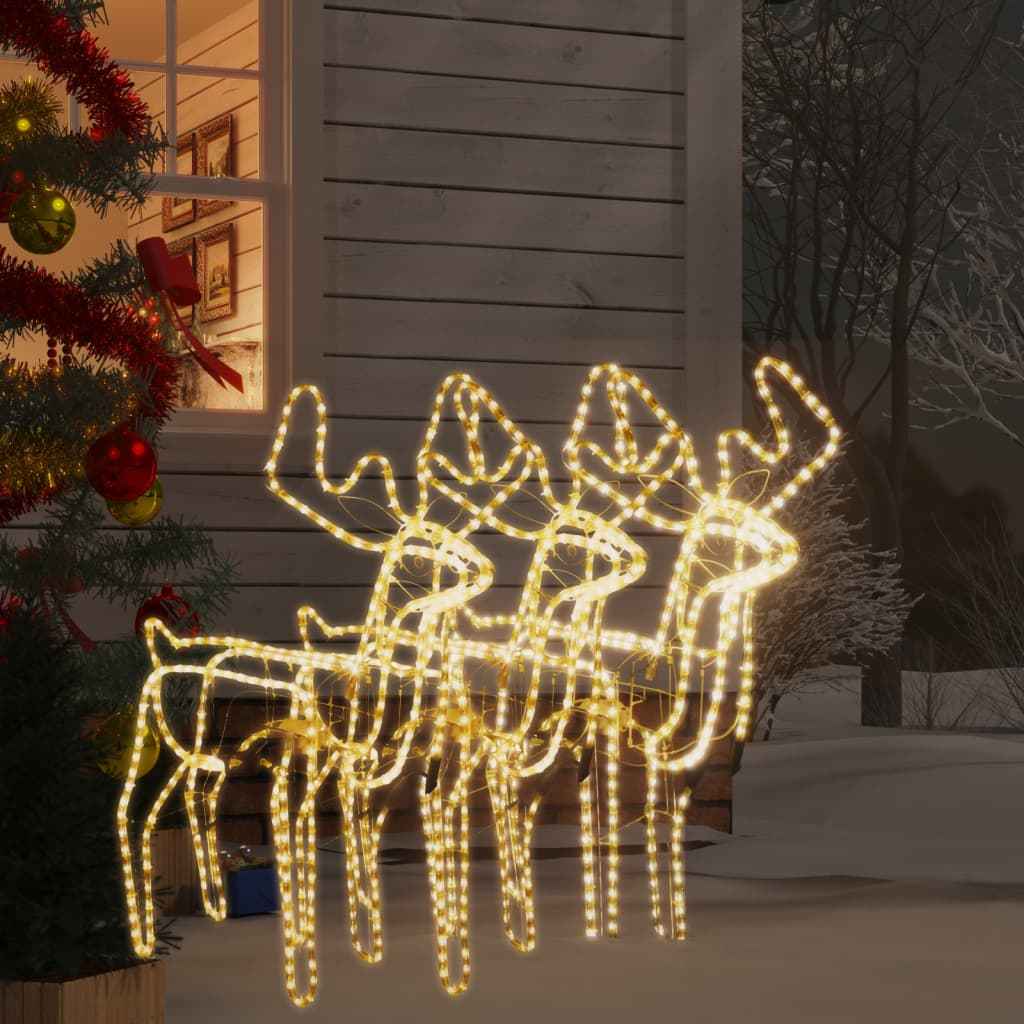 vidaXL Kerstfiguur rendier met bewegende kop 2 st warmwit
