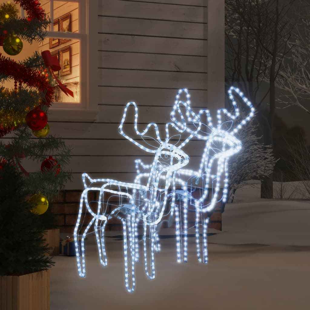 vidaXL Kerstfiguur rendier met bewegende kop 2 st 76x42x87 cm koudwit