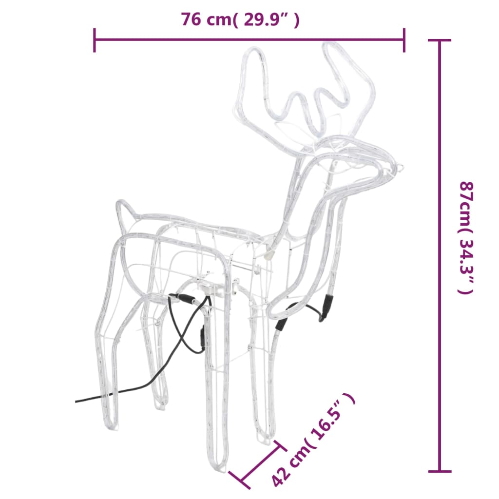 vidaXL Kerstfiguur rendier met bewegende kop 2 st 76x42x87 cm koudwit
