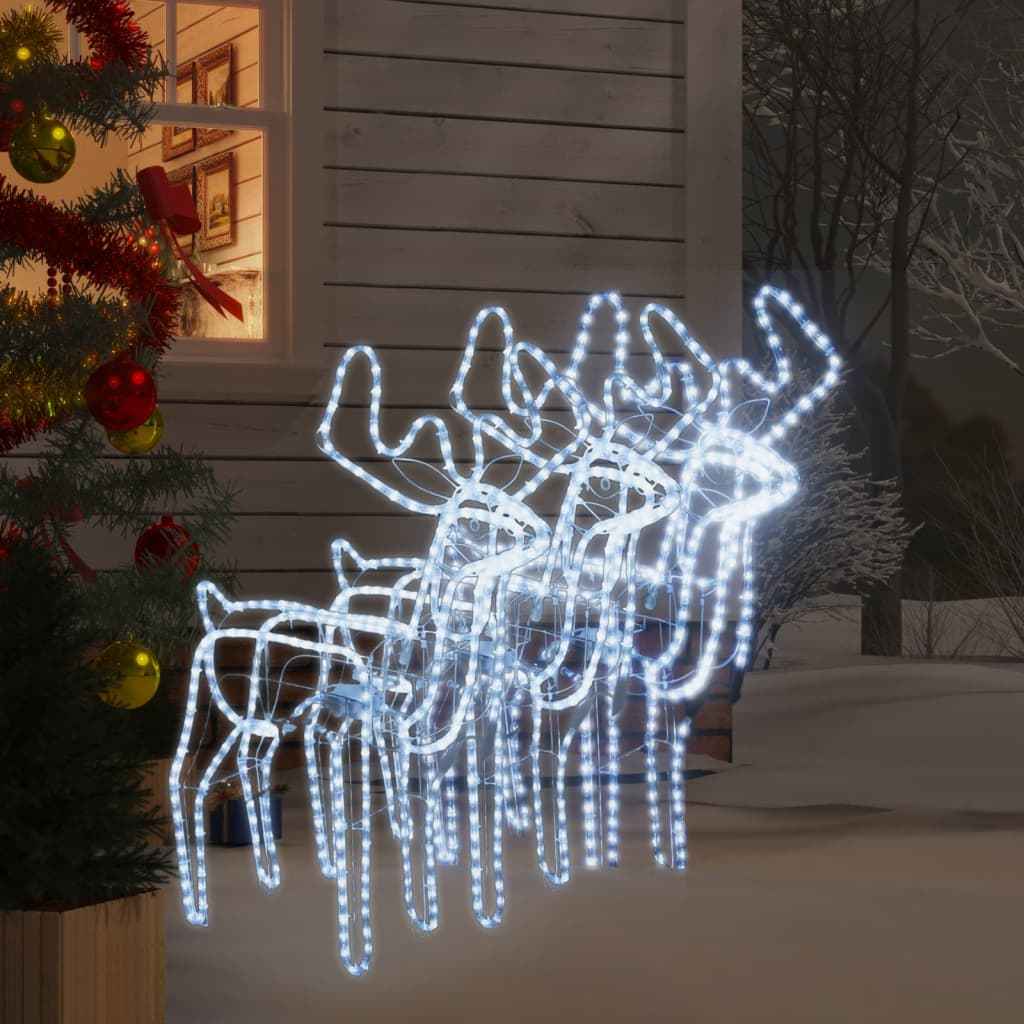 vidaXL Kerstfiguur rendier met bewegende kop 2 st 76x42x87 cm koudwit