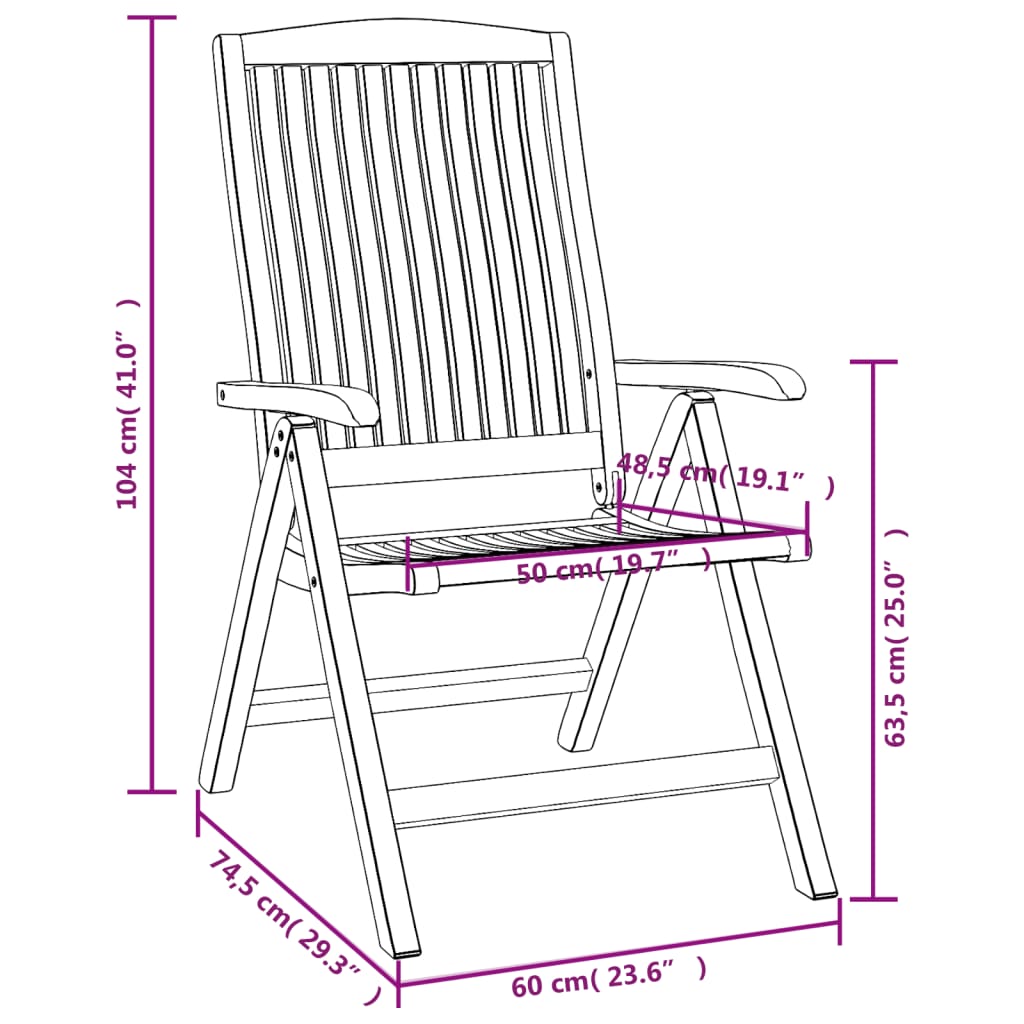 vidaXL Tuinstoelen 4 st verstelbaar massief teakhout