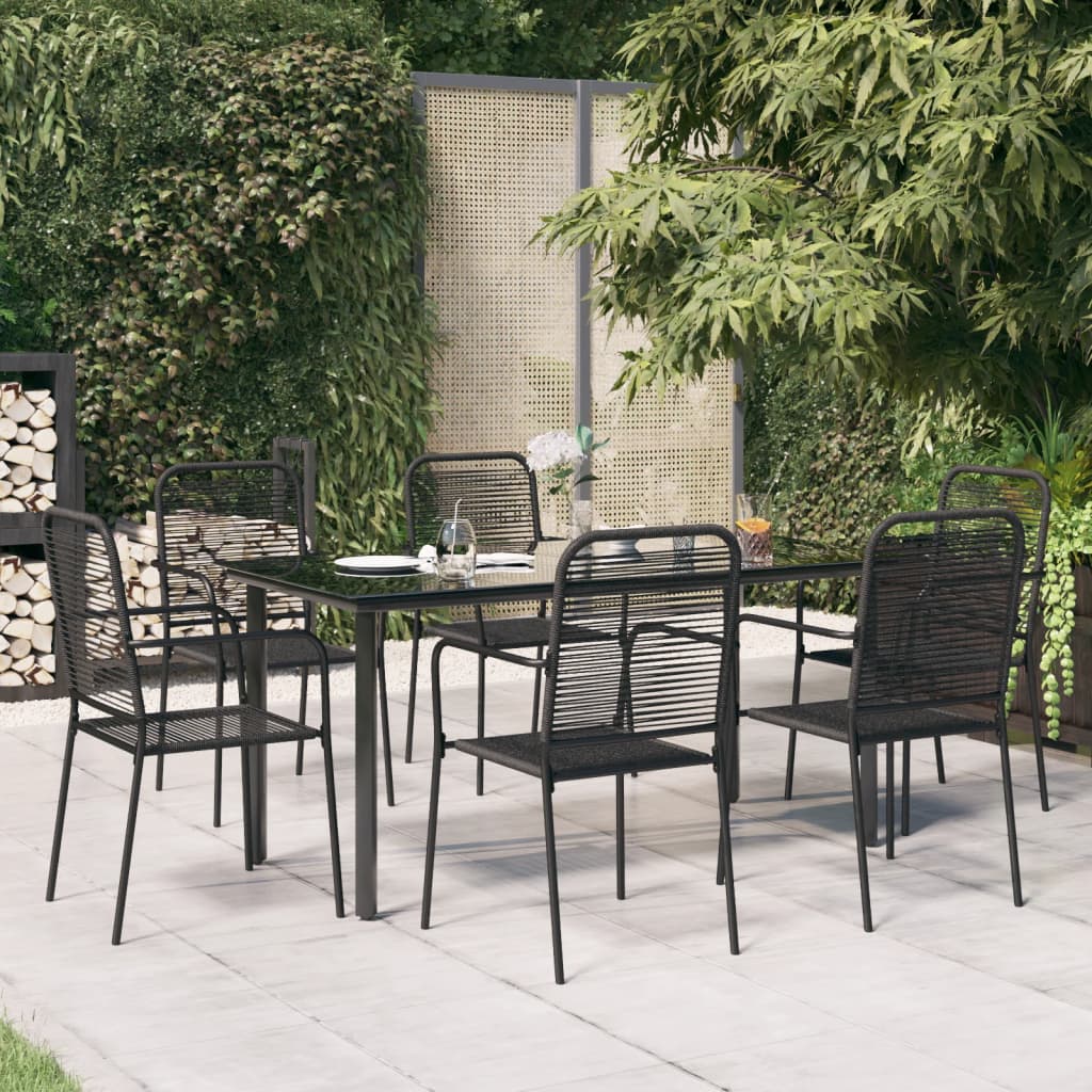 vidaXL 5-delige Tuinset katoenen touw en staal zwart