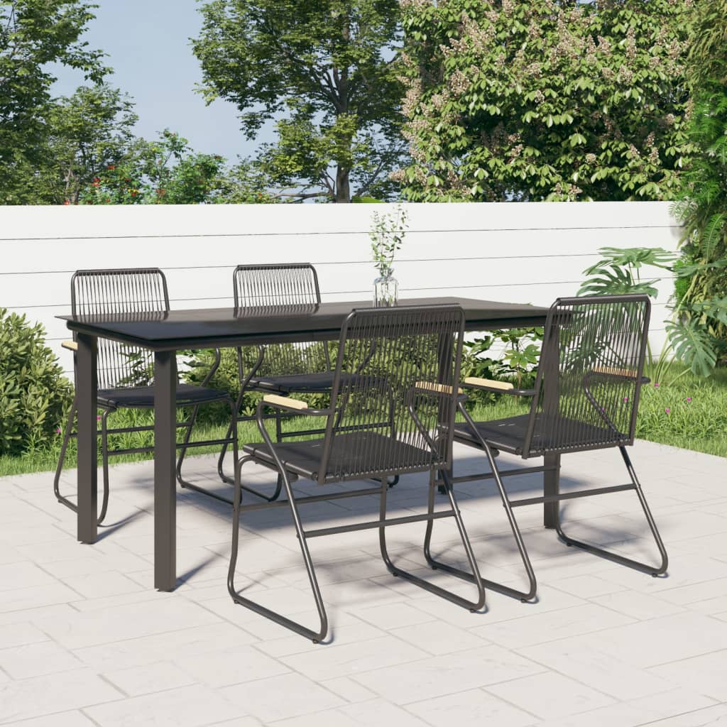 vidaXL 5-delige Tuinset PVC-rattan zwart