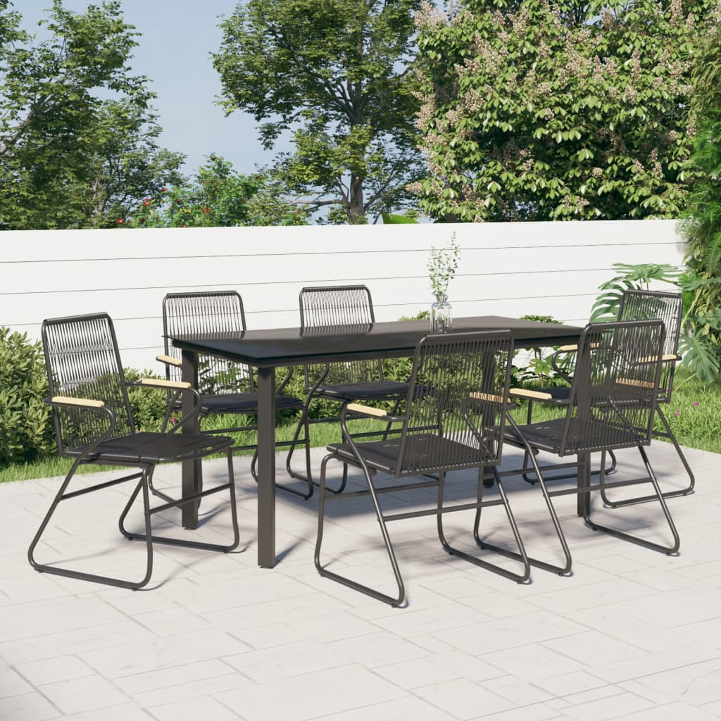 vidaXL 5-delige Tuinset PVC-rattan zwart