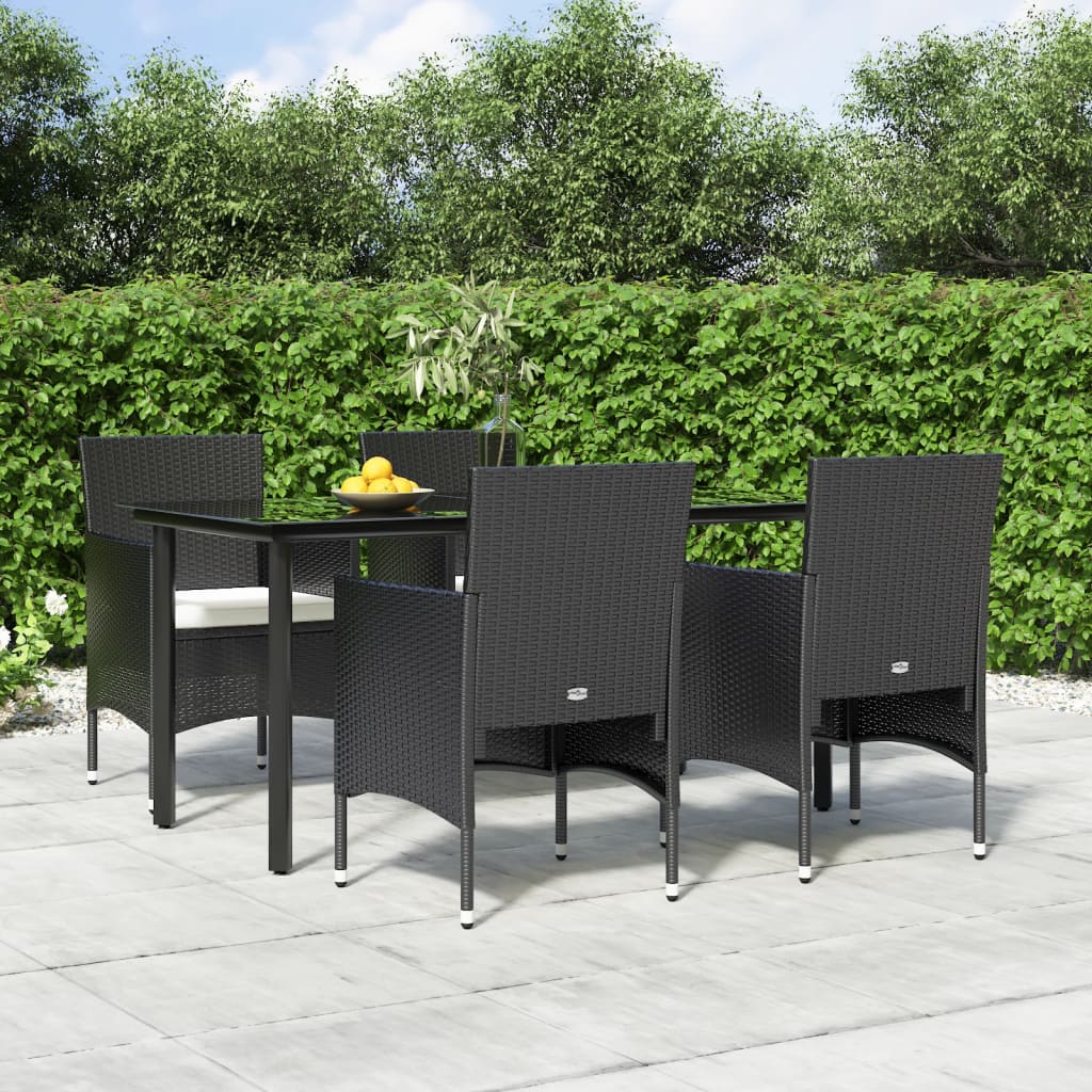 vidaXL 7-delige Tuinset met kussens bruin en zwart