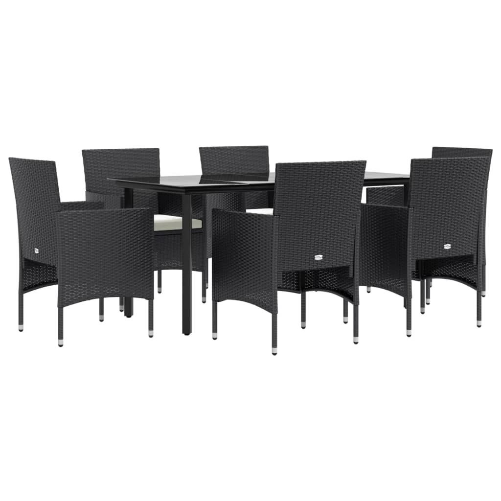 vidaXL 7-delige Tuinset met kussens bruin en zwart