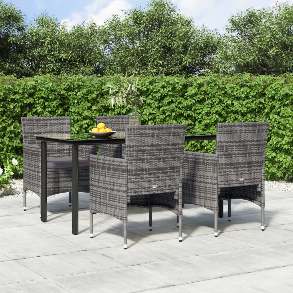 vidaXL 7-delige Tuinset met kussens bruin en zwart