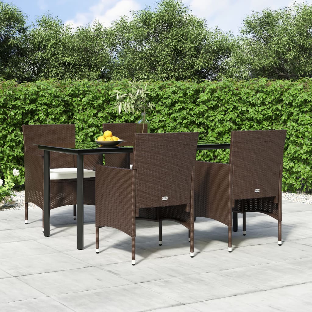 vidaXL 7-delige Tuinset met kussens bruin en zwart
