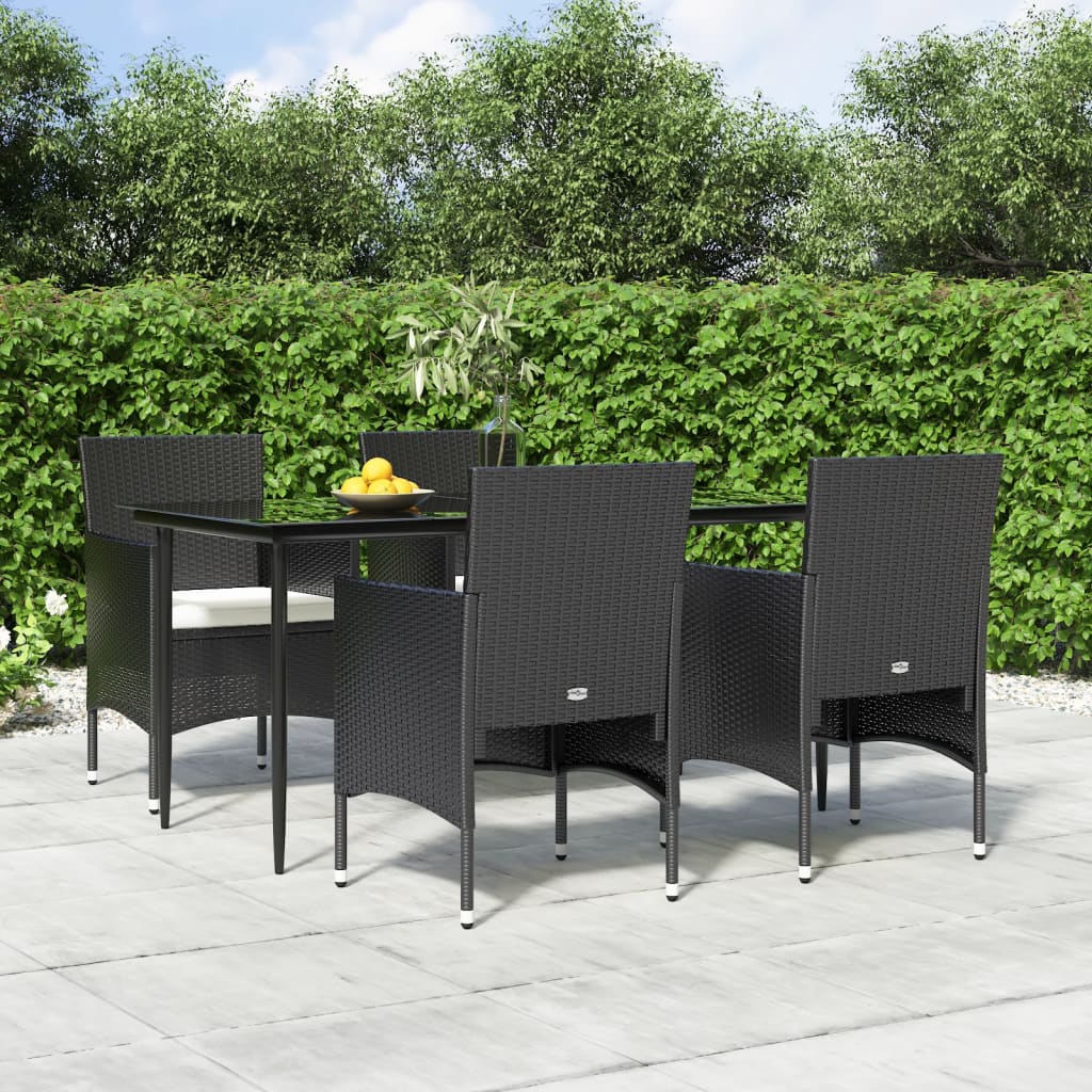 vidaXL 7-delige Tuinset met kussens grijs en zwart