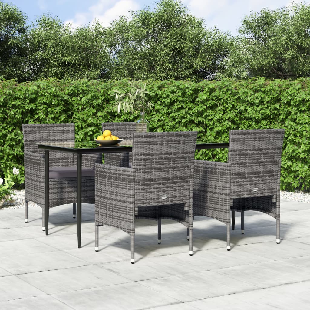 vidaXL 7-delige Tuinset met kussens grijs en zwart