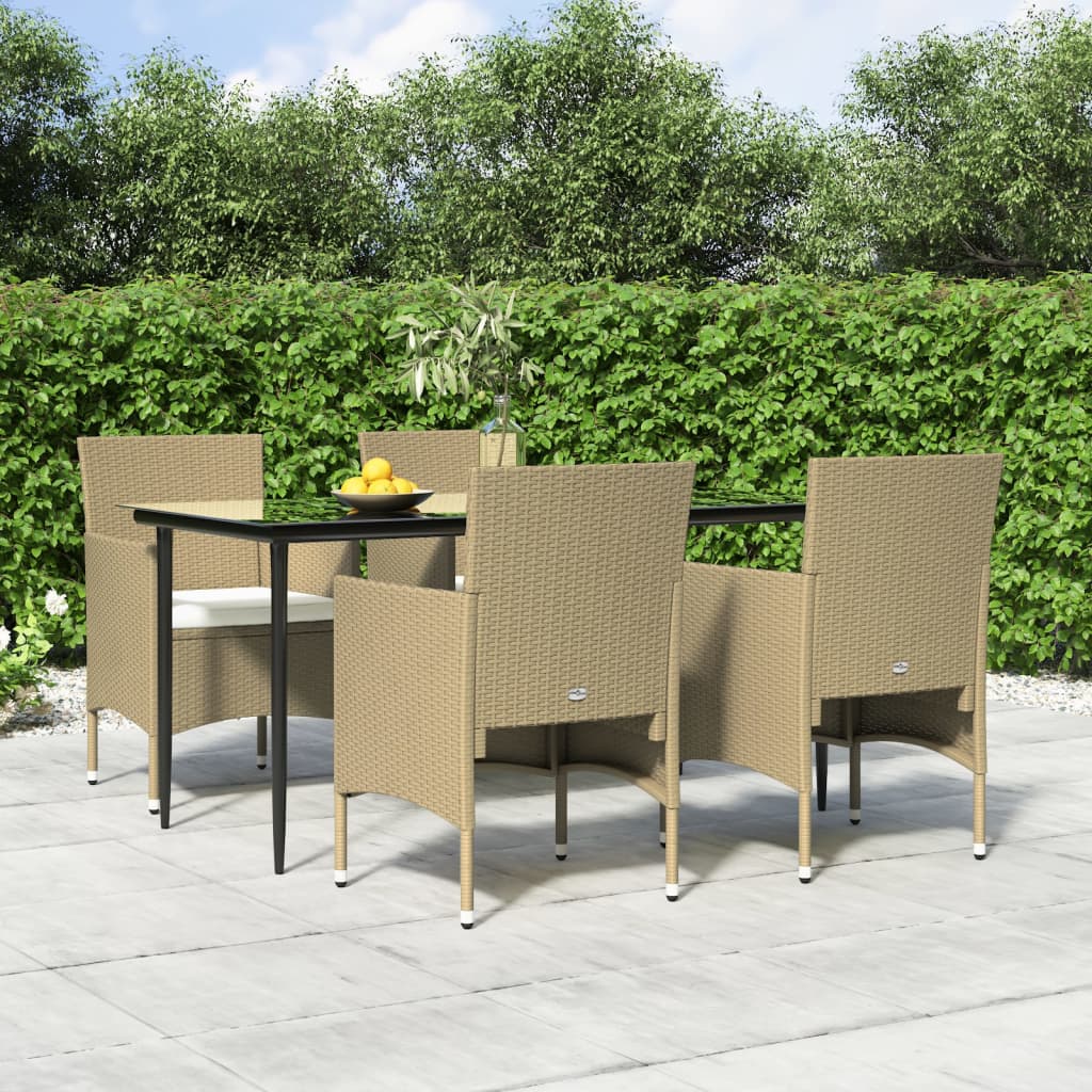 vidaXL 7-delige Tuinset met kussens grijs en zwart