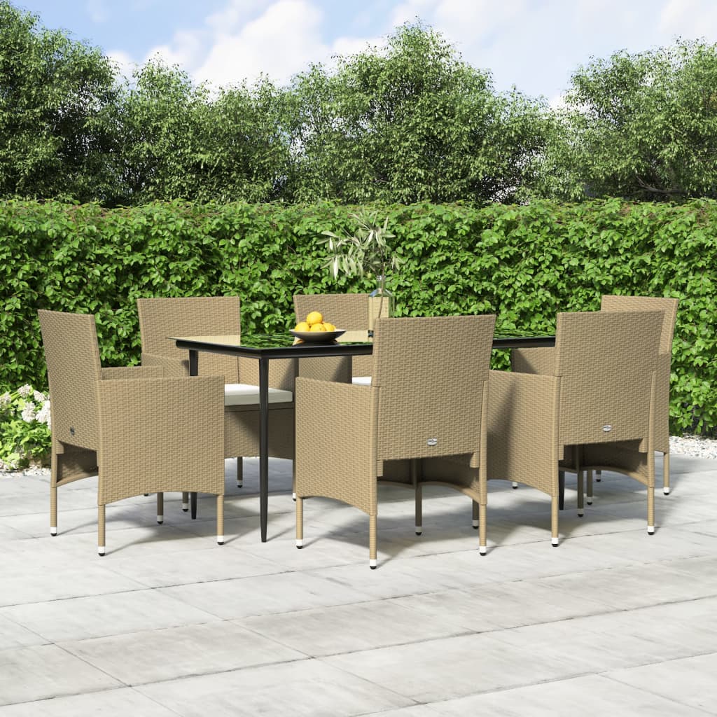 vidaXL 7-delige Tuinset met kussens grijs en zwart