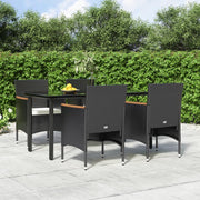 vidaXL 5-delige Tuinset met kussens zwart