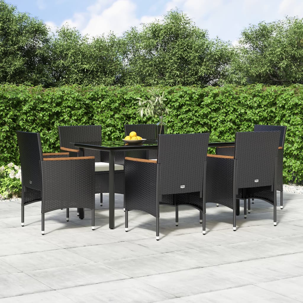 vidaXL 5-delige Tuinset met kussens zwart