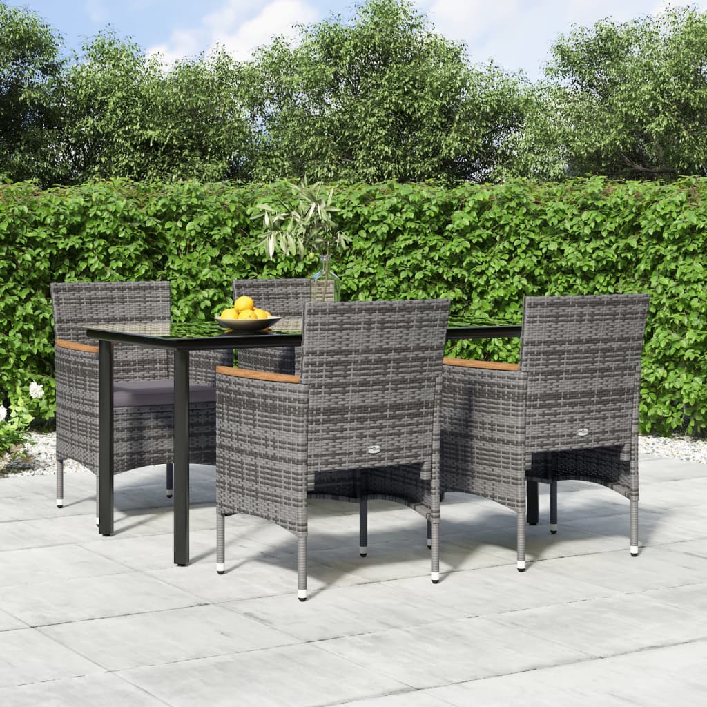vidaXL 5-delige Tuinset met kussens zwart