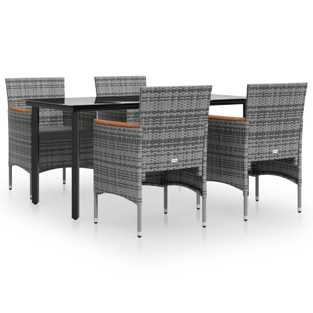 vidaXL 5-delige Tuinset met kussens zwart