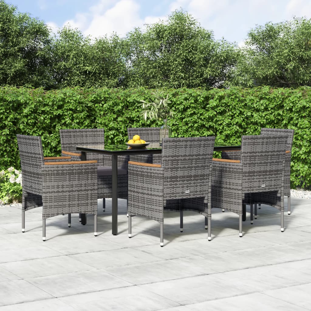 vidaXL 5-delige Tuinset met kussens zwart