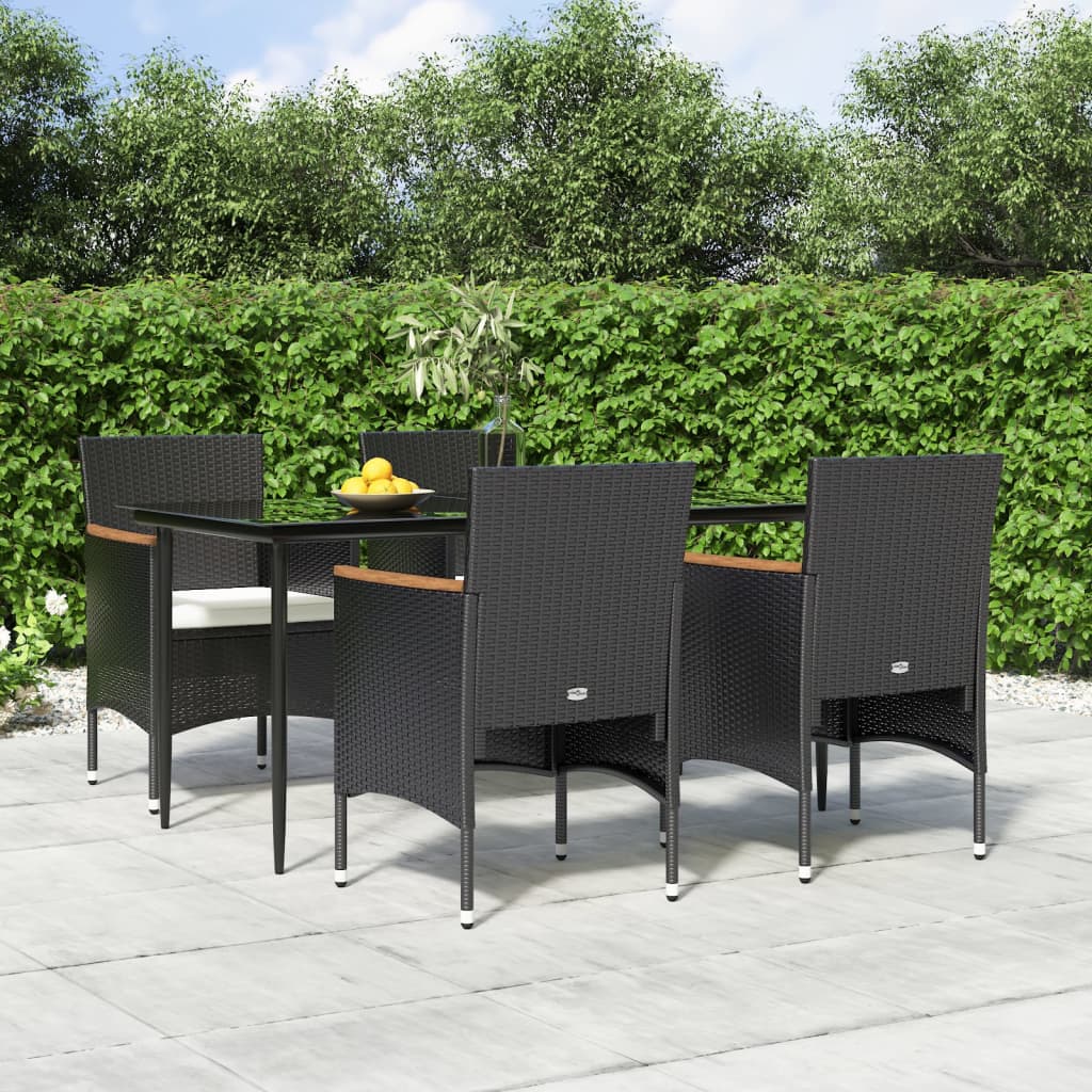 vidaXL 5-delige Tuinset met kussens grijs en zwart