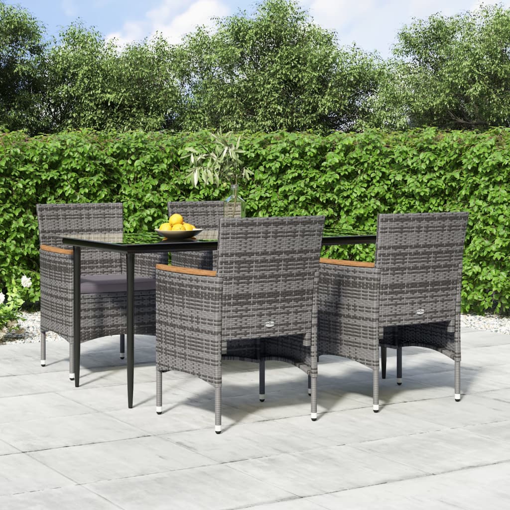 vidaXL 5-delige Tuinset met kussens grijs en zwart