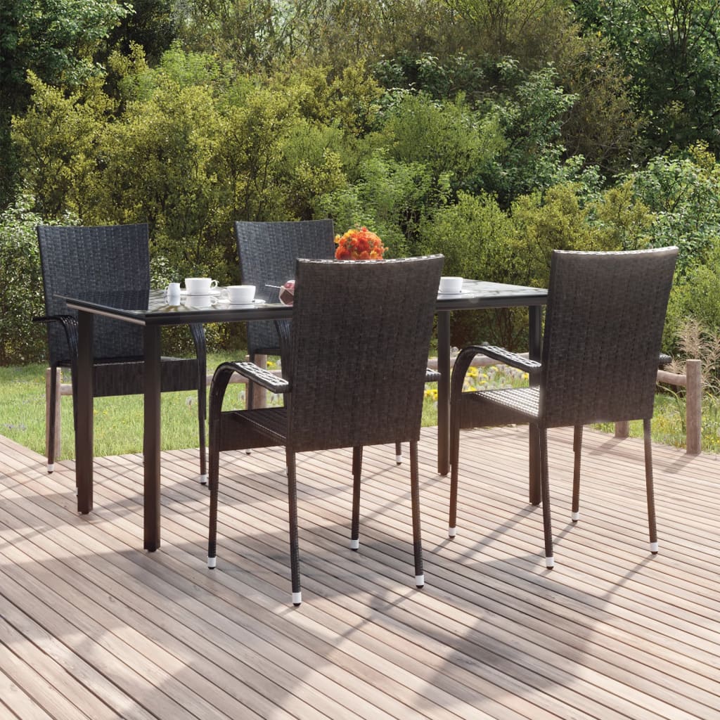 vidaXL 5-delige Tuinset poly rattan grijs