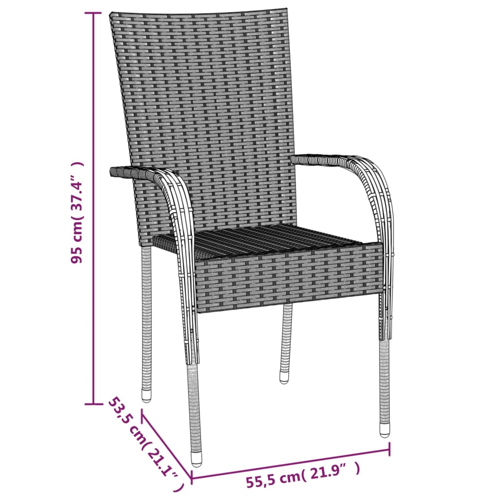 vidaXL 5-delige Tuinset poly rattan grijs