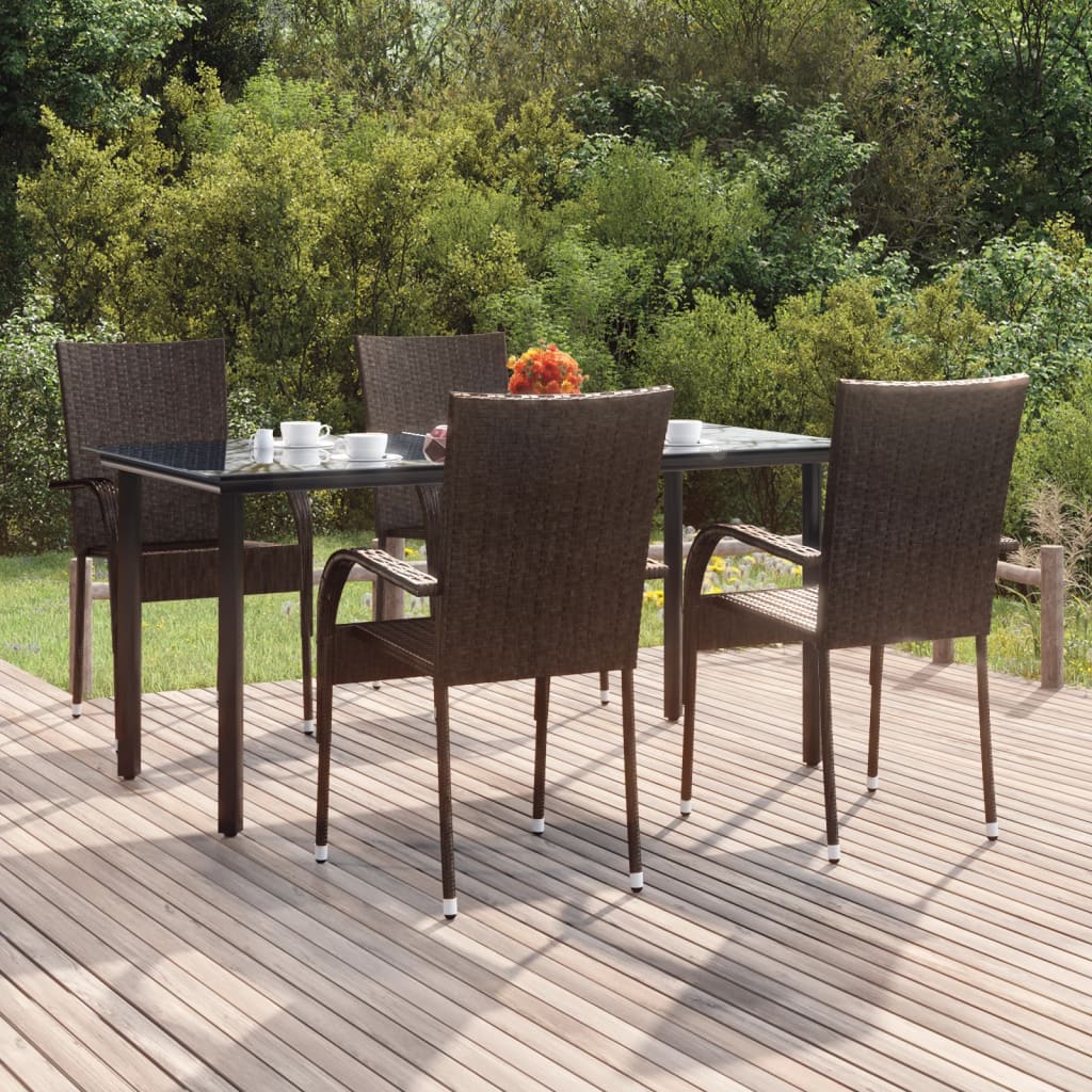 vidaXL 5-delige Tuinset poly rattan grijs