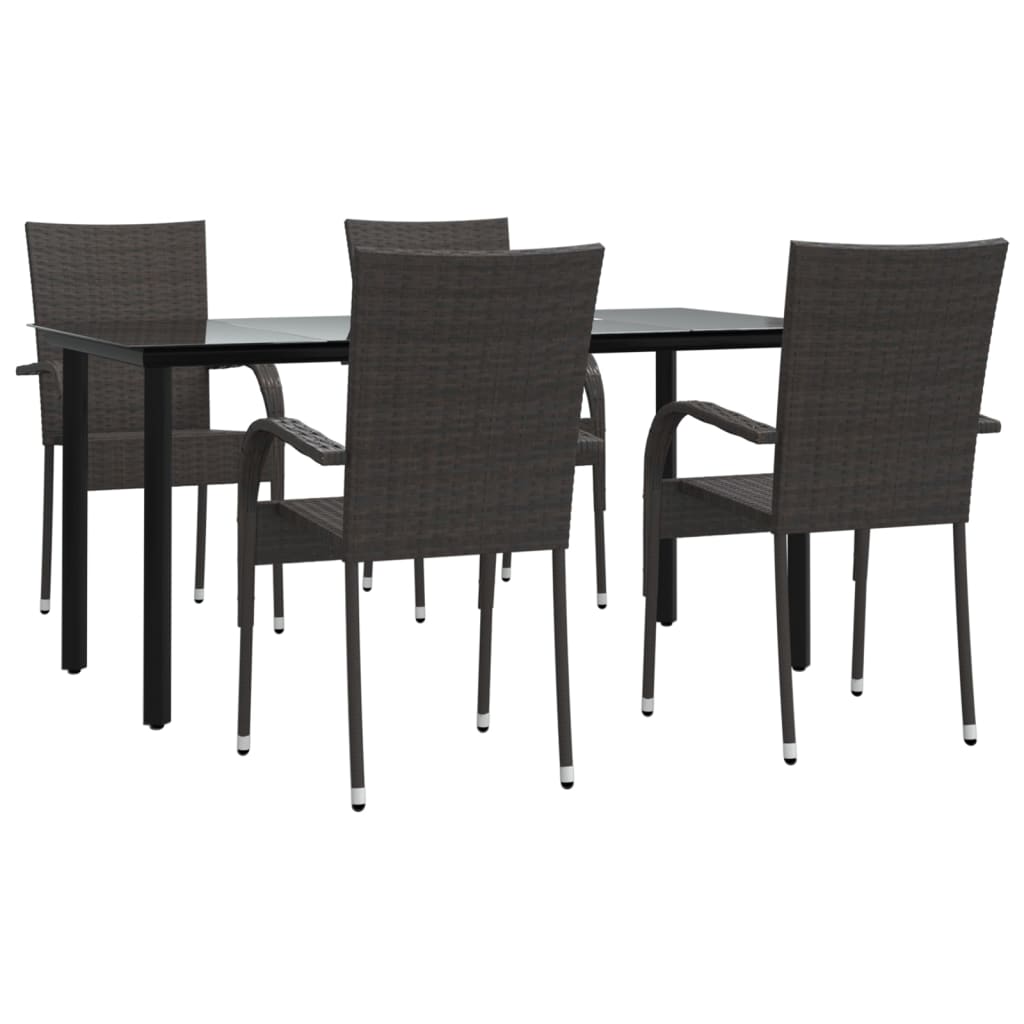 vidaXL 5-delige Tuinset poly rattan grijs