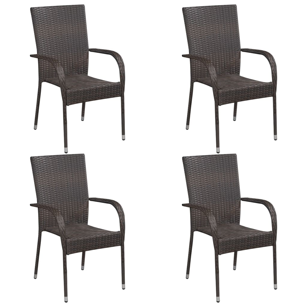 vidaXL 5-delige Tuinset poly rattan grijs