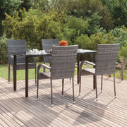 vidaXL 5-delige Tuinset poly rattan grijs