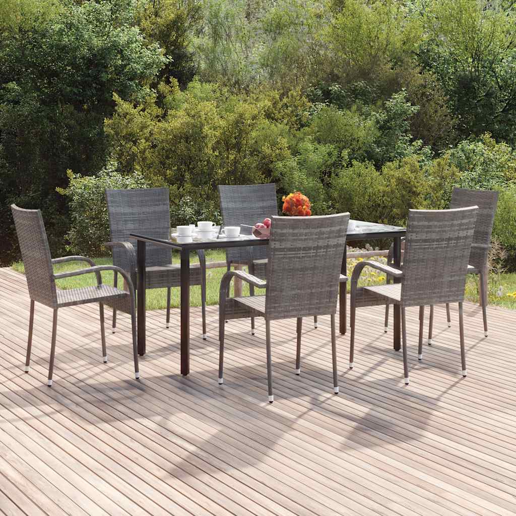 vidaXL 5-delige Tuinset poly rattan grijs