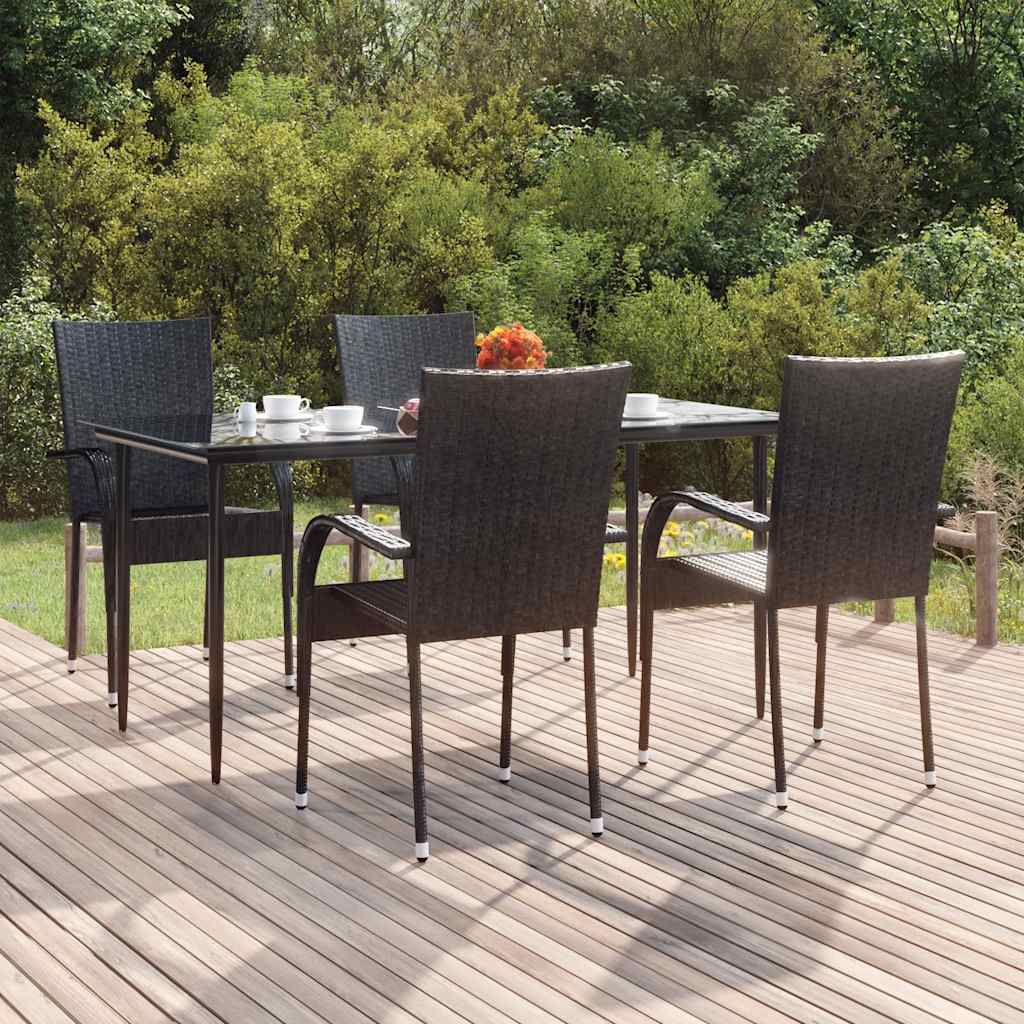 vidaXL 7-delige Tuinset bruin en zwart