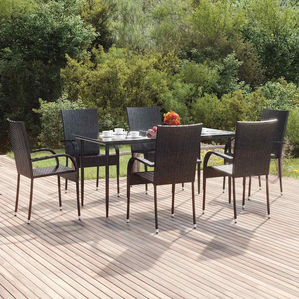 vidaXL 7-delige Tuinset bruin en zwart