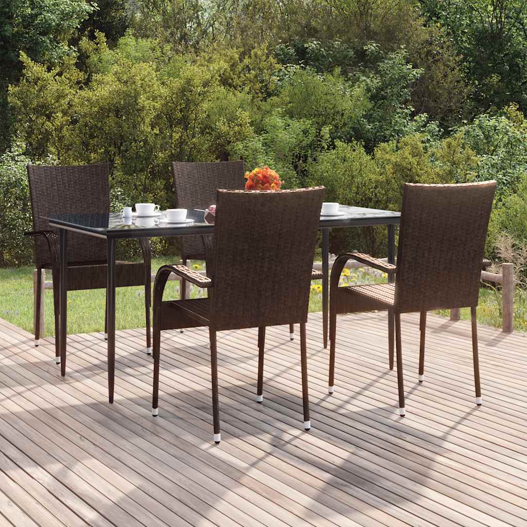 vidaXL 7-delige Tuinset bruin en zwart