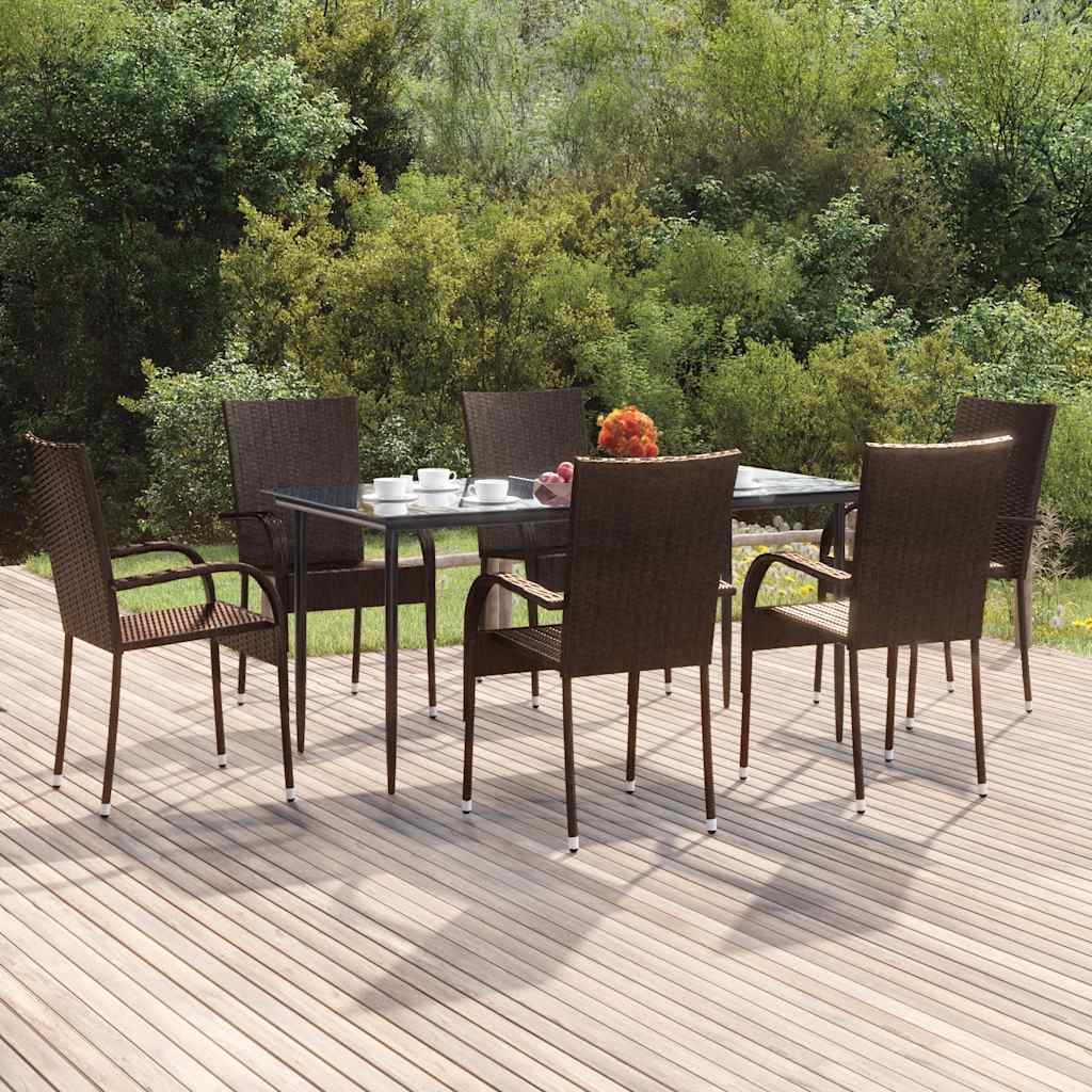vidaXL 7-delige Tuinset bruin en zwart