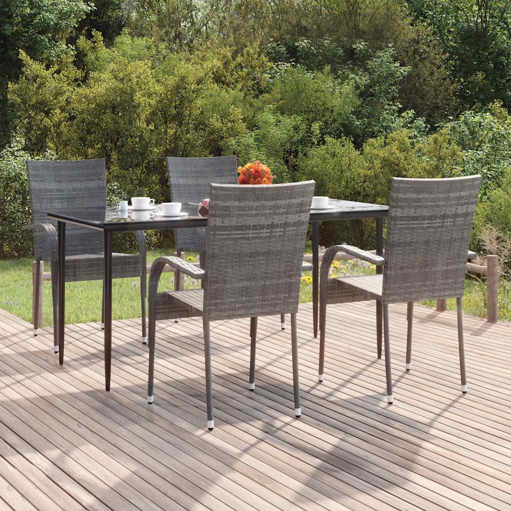 vidaXL 7-delige Tuinset bruin en zwart