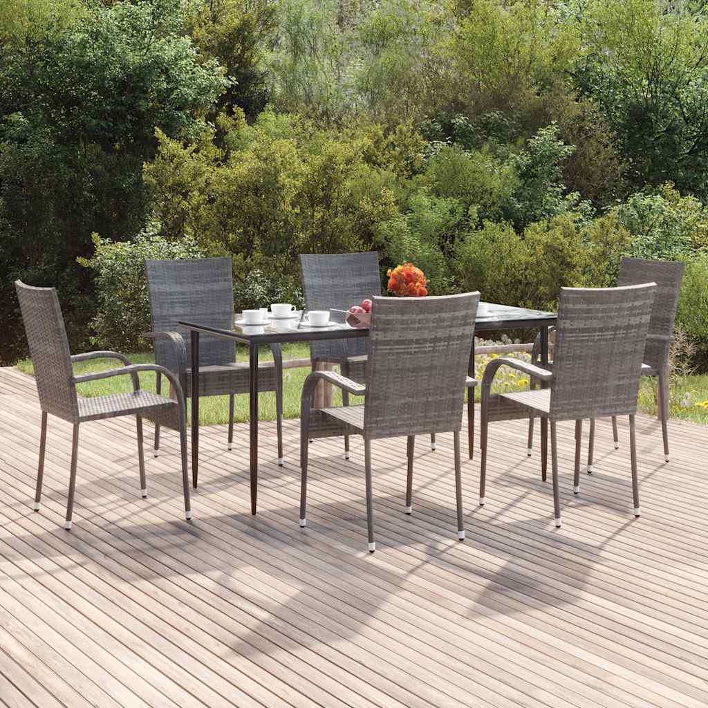 vidaXL 7-delige Tuinset bruin en zwart
