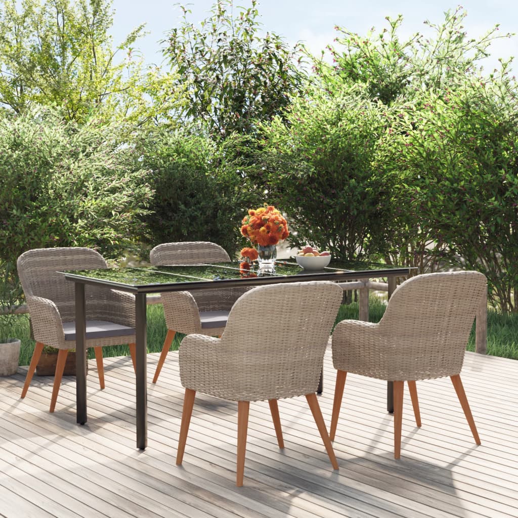 vidaXL 7-delige Tuinset met kussens zwart