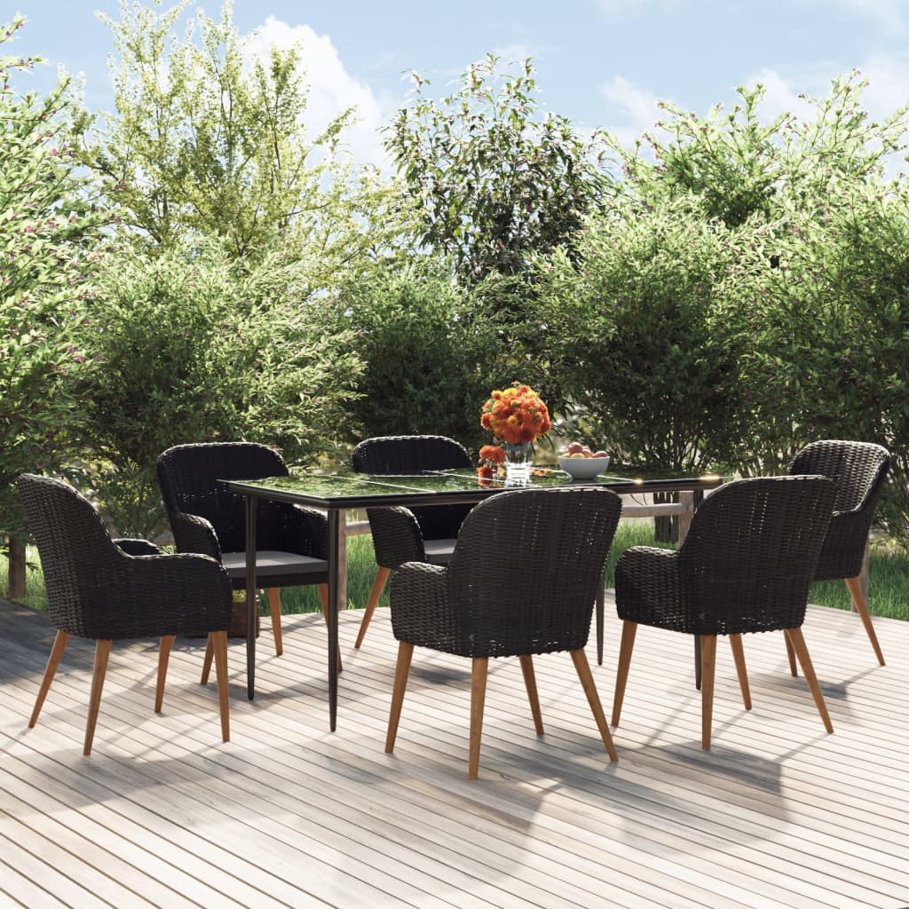 vidaXL 9-delige Tuinset met kussens bruin