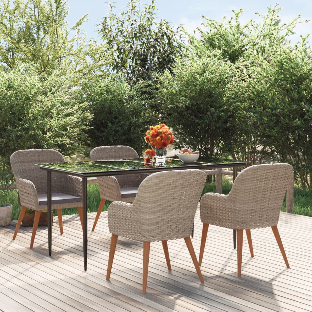 vidaXL 9-delige Tuinset met kussens bruin