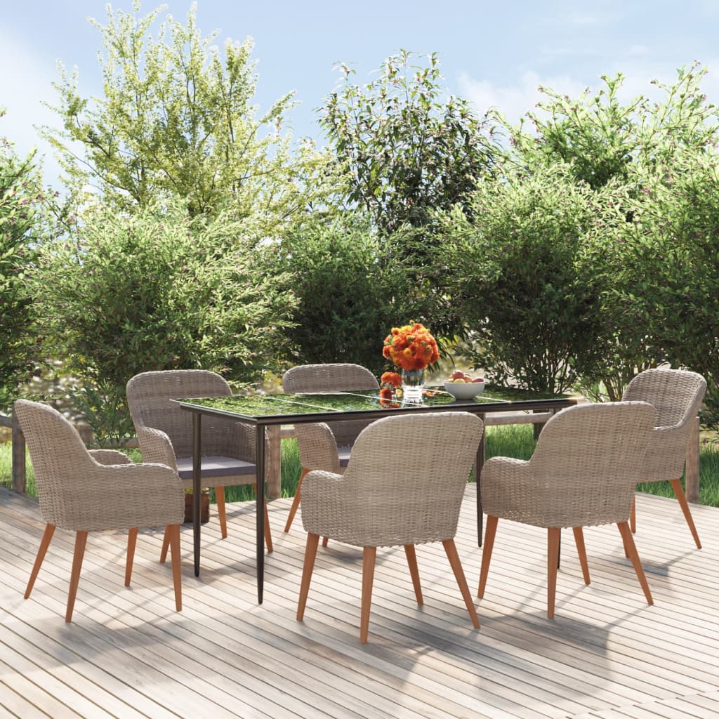 vidaXL 9-delige Tuinset met kussens bruin