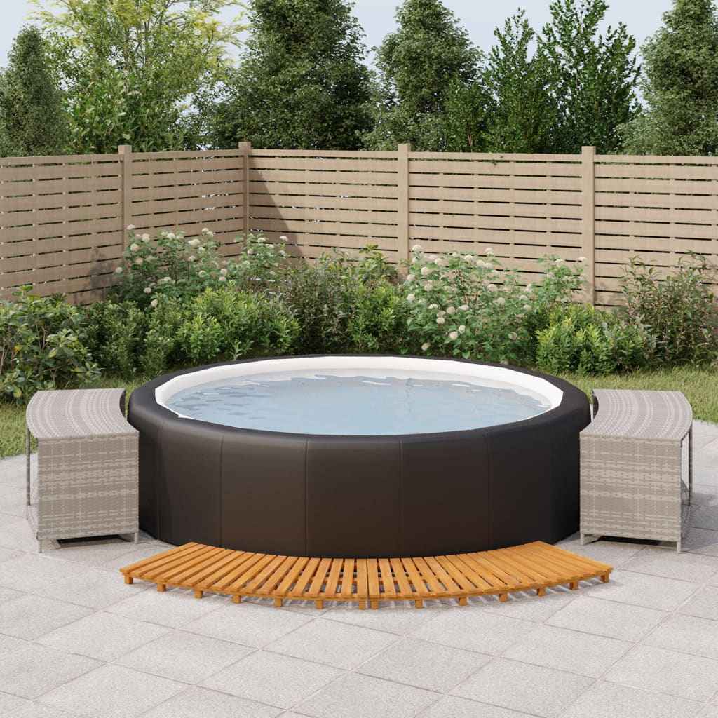 vidaXL Hottub-ombouw poly rattan massief acaciahout grijs