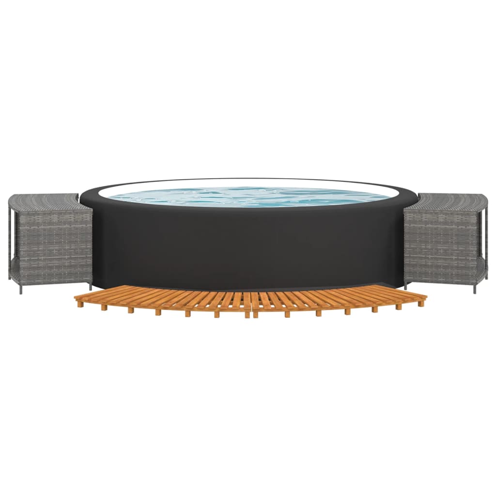 vidaXL Hottub-ombouw poly rattan massief acaciahout grijs