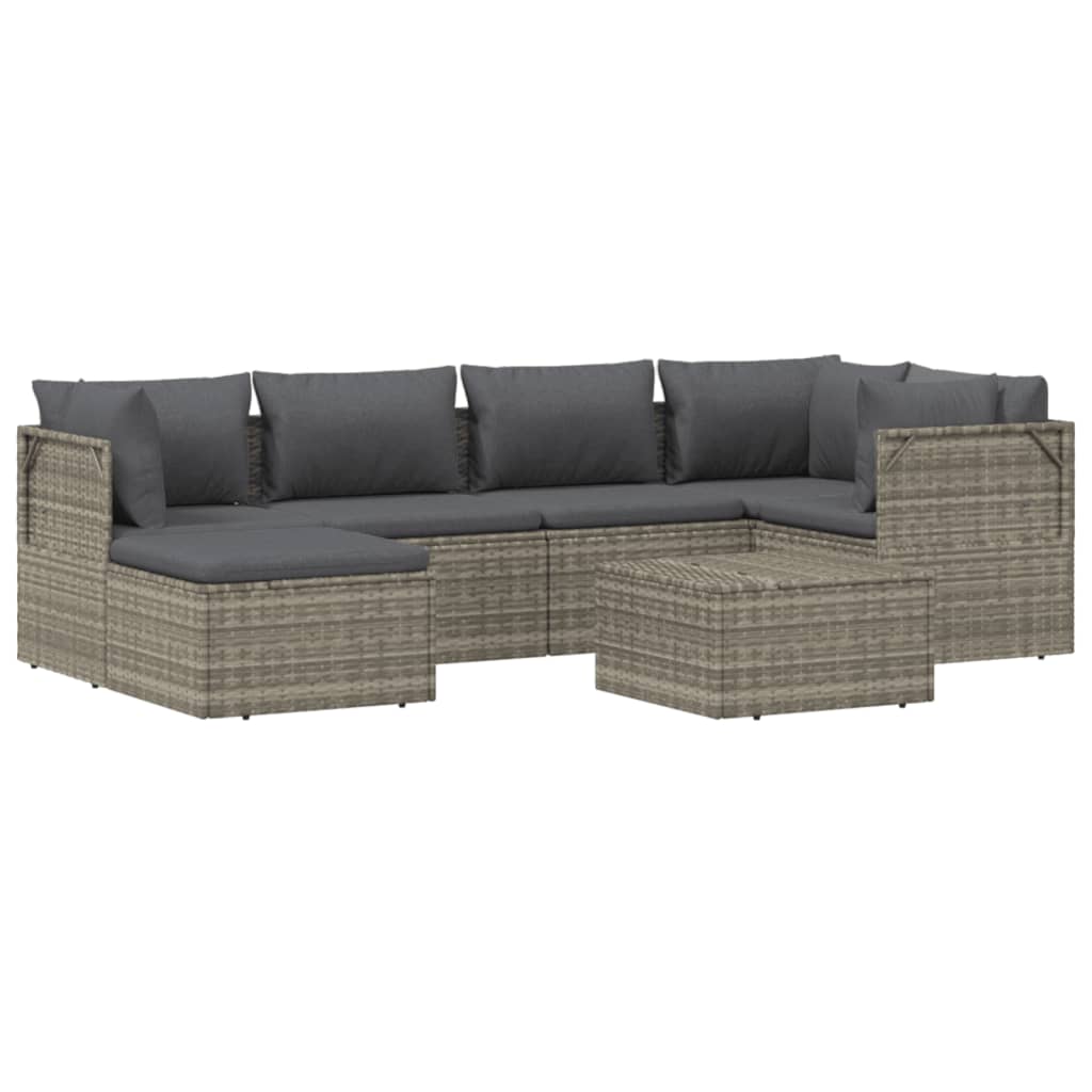vidaXL 8-delige Loungeset met kussens poly rattan grijs