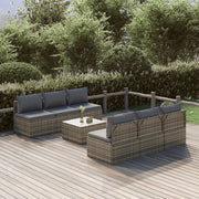 vidaXL 7-delige Loungeset met kussens poly rattan grijs