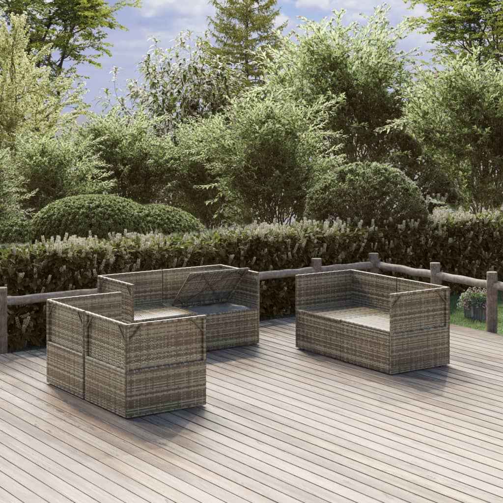 vidaXL Tuinhoekbanken 6 st 57x57x56 cm poly rattan grijs
