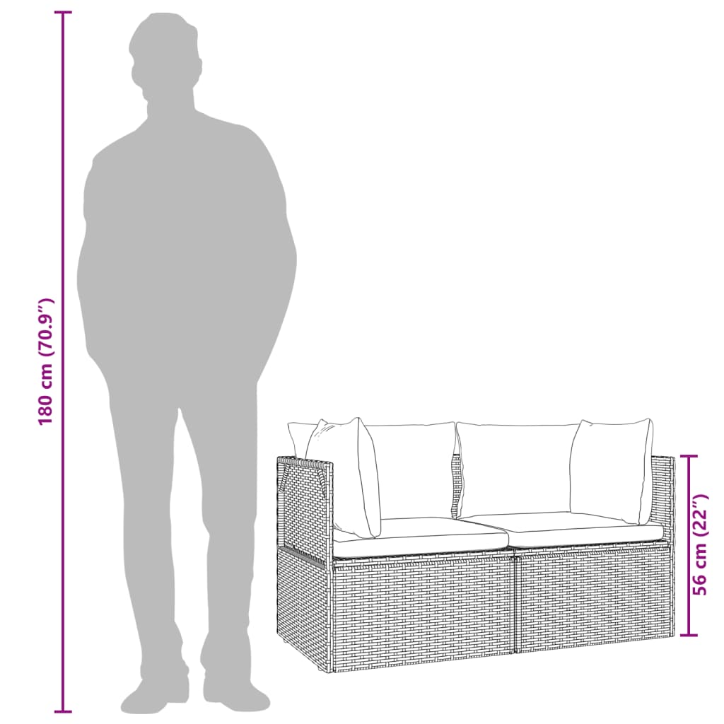 vidaXL Tuinhoekbanken 6 st 57x57x56 cm poly rattan grijs